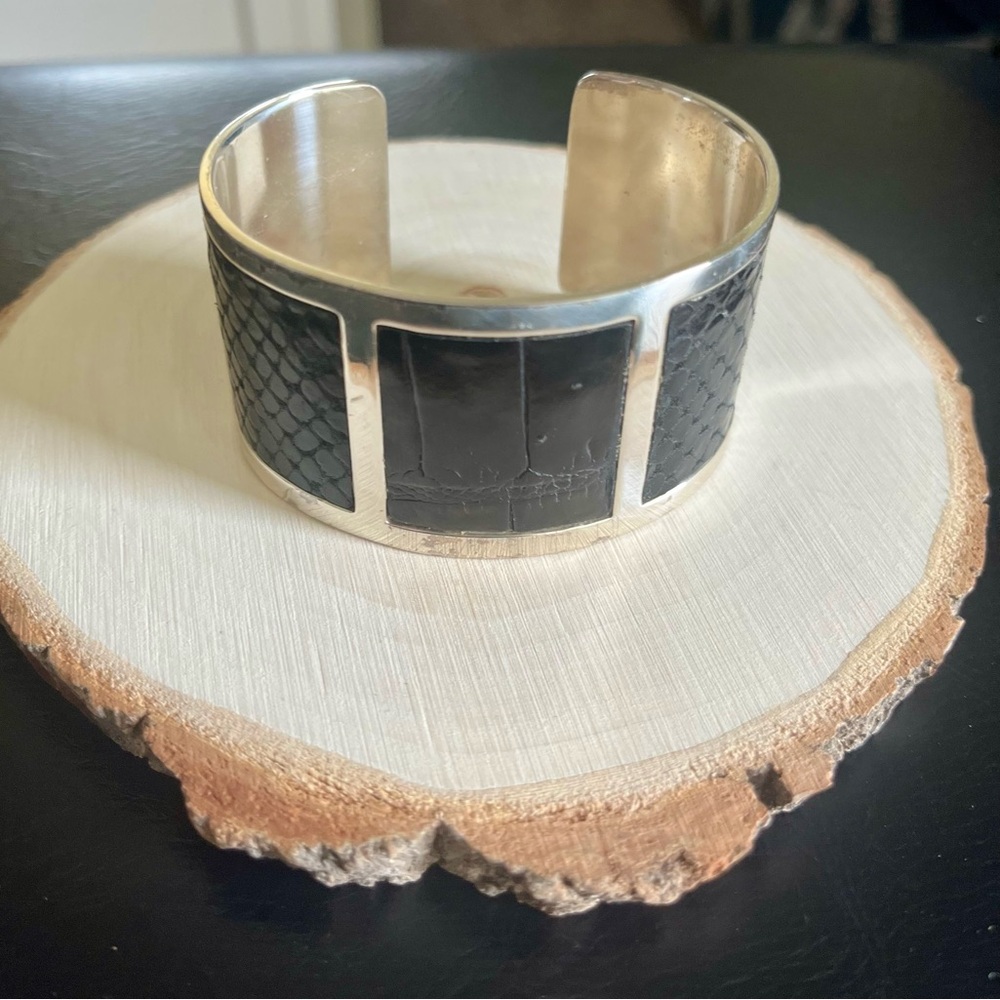 Brighton Silver Cuff with Black Panels